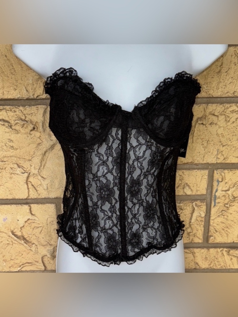 Nasty Gal Corset Elegant Black Lace Longline Bustier NWT Valentines Sexy